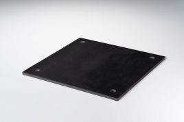 「角型 皿穴」 天然ゴム(黒/NR) 5mm × 200mm × 200mm 4-φ15 1コ